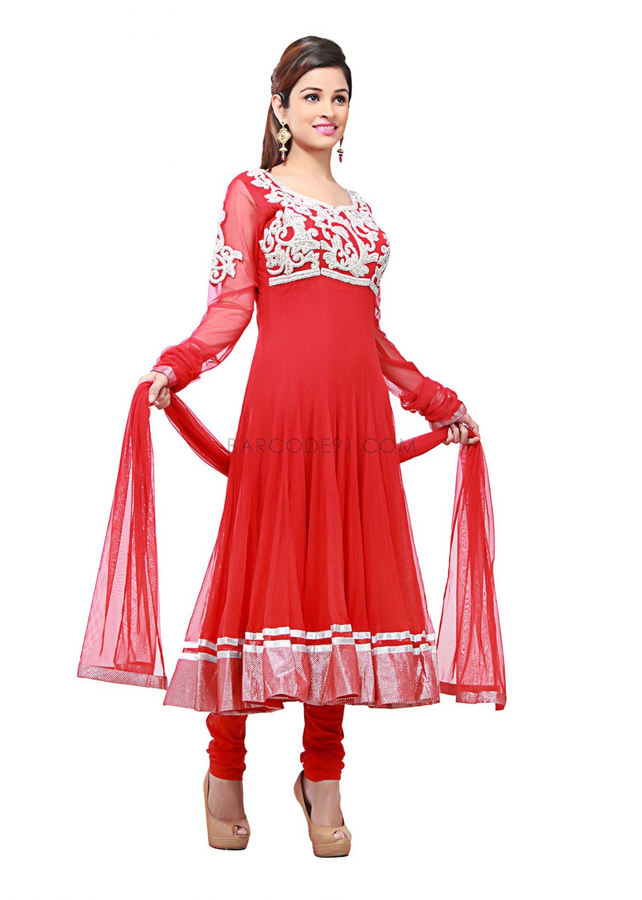 Manufacturers Exporters and Wholesale Suppliers of Red Net Anarkali New Delhi Delhi