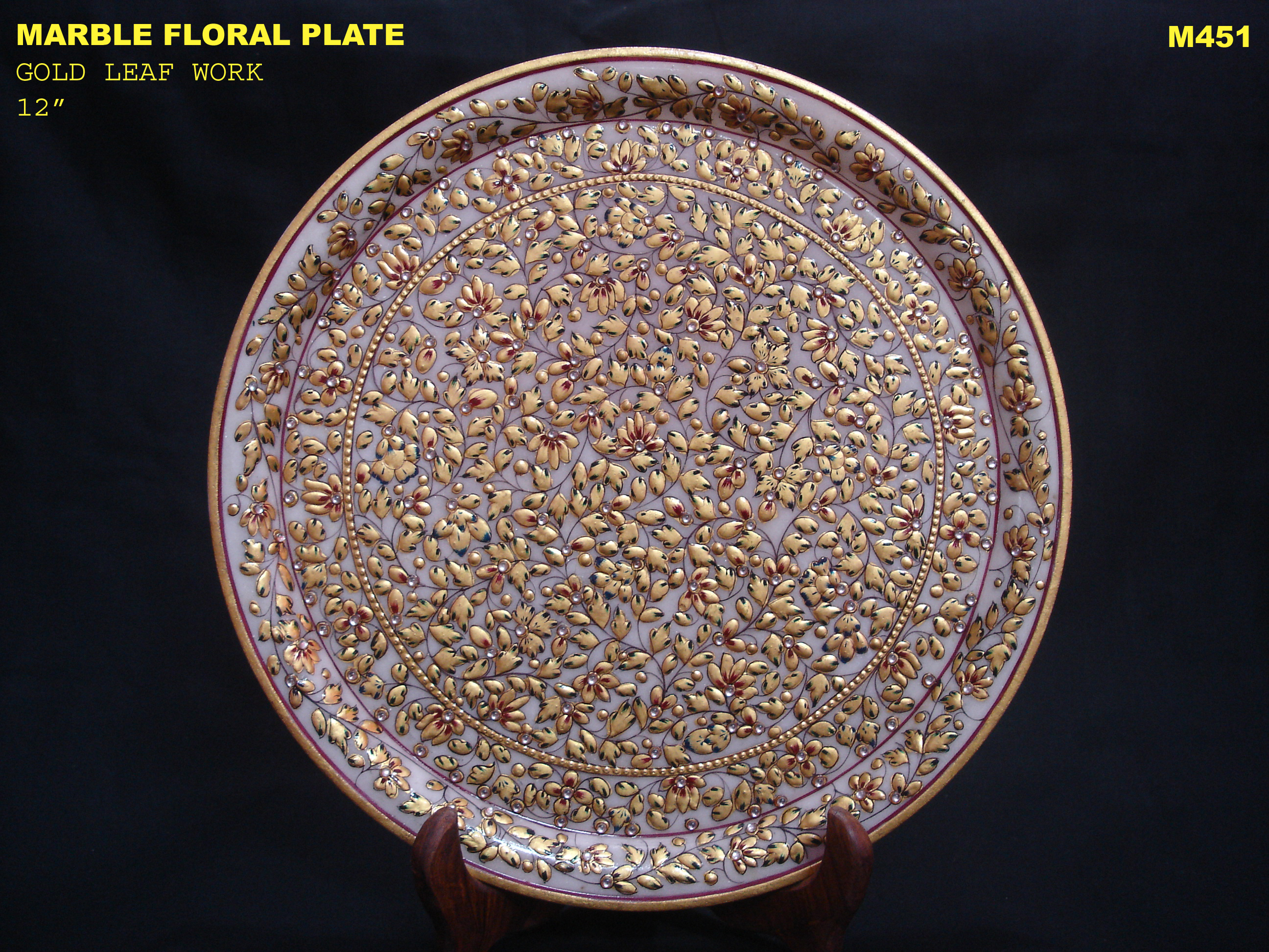 Manufacturers Exporters and Wholesale Suppliers of Marble Plate Floral Design  With Gold Work Jaipur Rajasthan