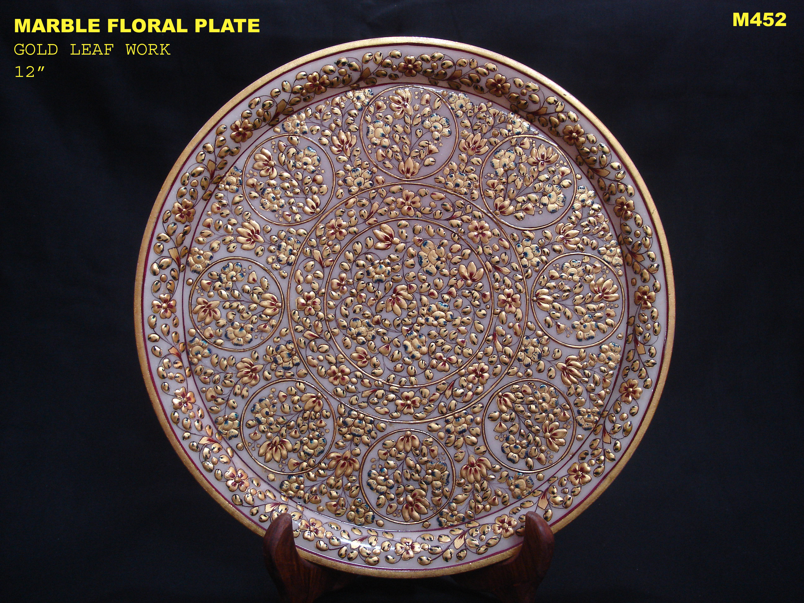 Manufacturers Exporters and Wholesale Suppliers of Marble Plate Floral Design  With Gold Work 01 Jaipur Rajasthan