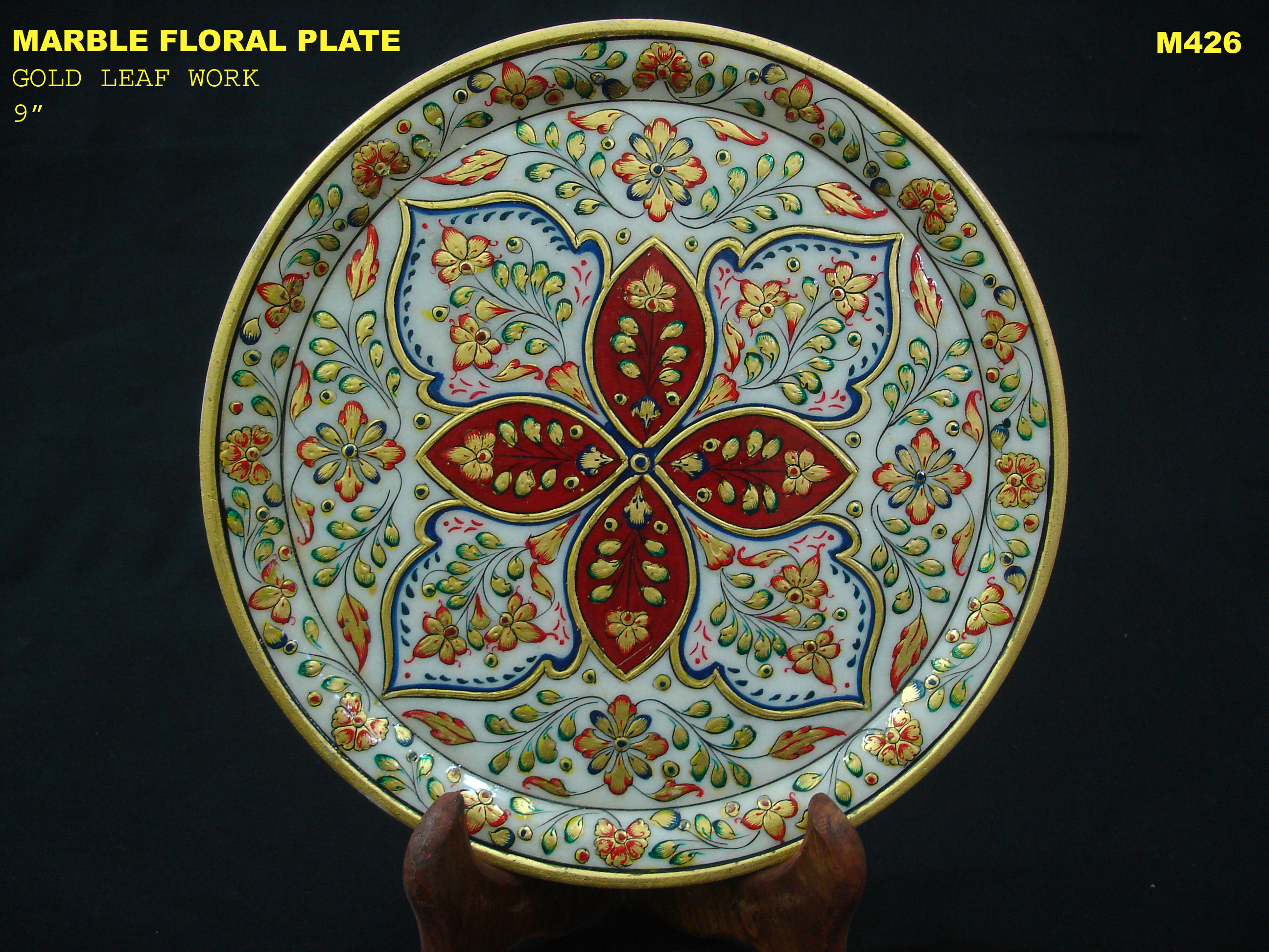 Manufacturers Exporters and Wholesale Suppliers of Marble Plate Floral Design  With Gold Work 03 Jaipur Rajasthan