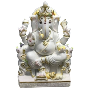 Manufacturers Exporters and Wholesale Suppliers of Lord Ganesh White Marble Statue Alwar Rajasthan