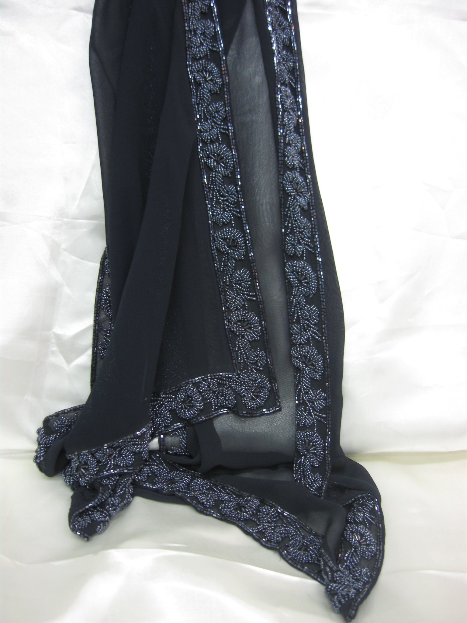 black embroidered scarf